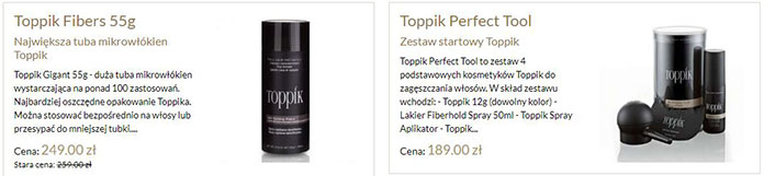 Linia kosmetyków Toppik z mikrowłóknami